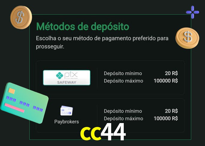 O cassino cc44 oferece uma grande variedade de métodos de pagamento